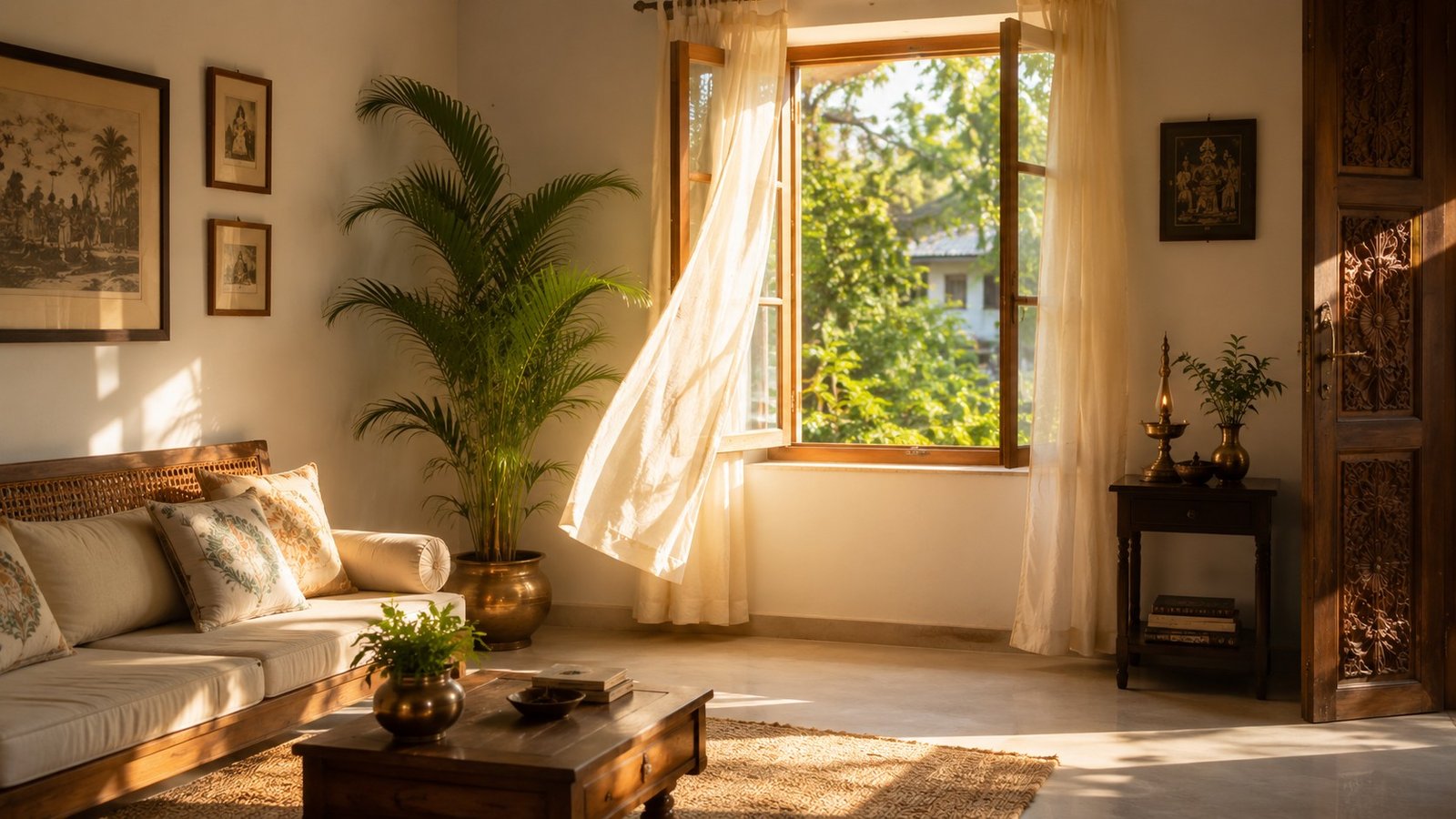 Peaceful Vastu home interior promoting health and wellbeing with natural light