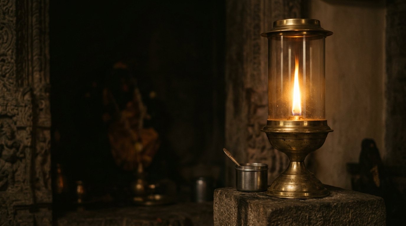 Akhand Jyoti burning in South-East Agni zone during Navratri