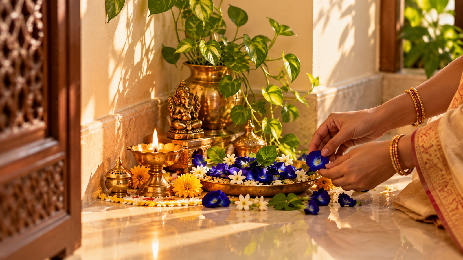 Aparajita Puja in the North-East corner of home on Vijayadashami