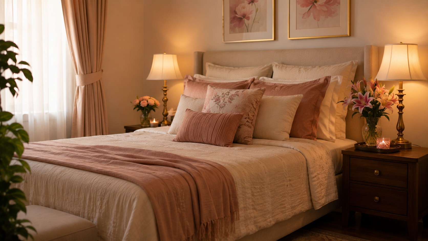 Calm Vastu master bedroom with warm tones for a loving relationship