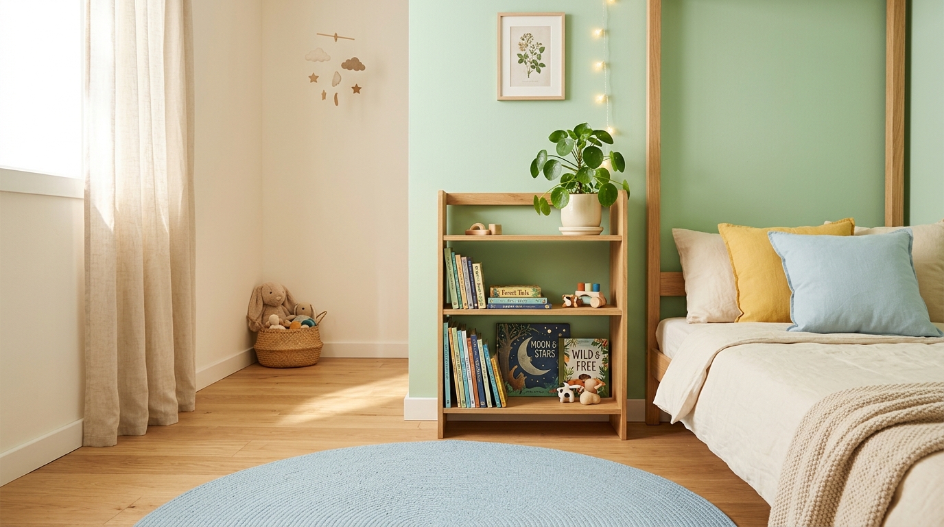 Calming Vastu colors in a child's bedroom supporting focus and rest