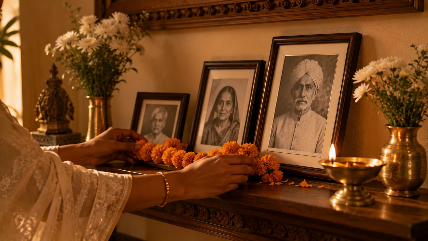 Respectful memorial wall for ancestors as per real Vastu