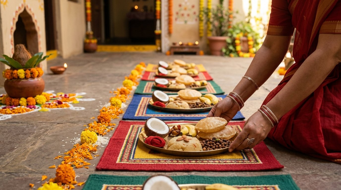 Kanya Pujan seating arranged facing East as per tradition