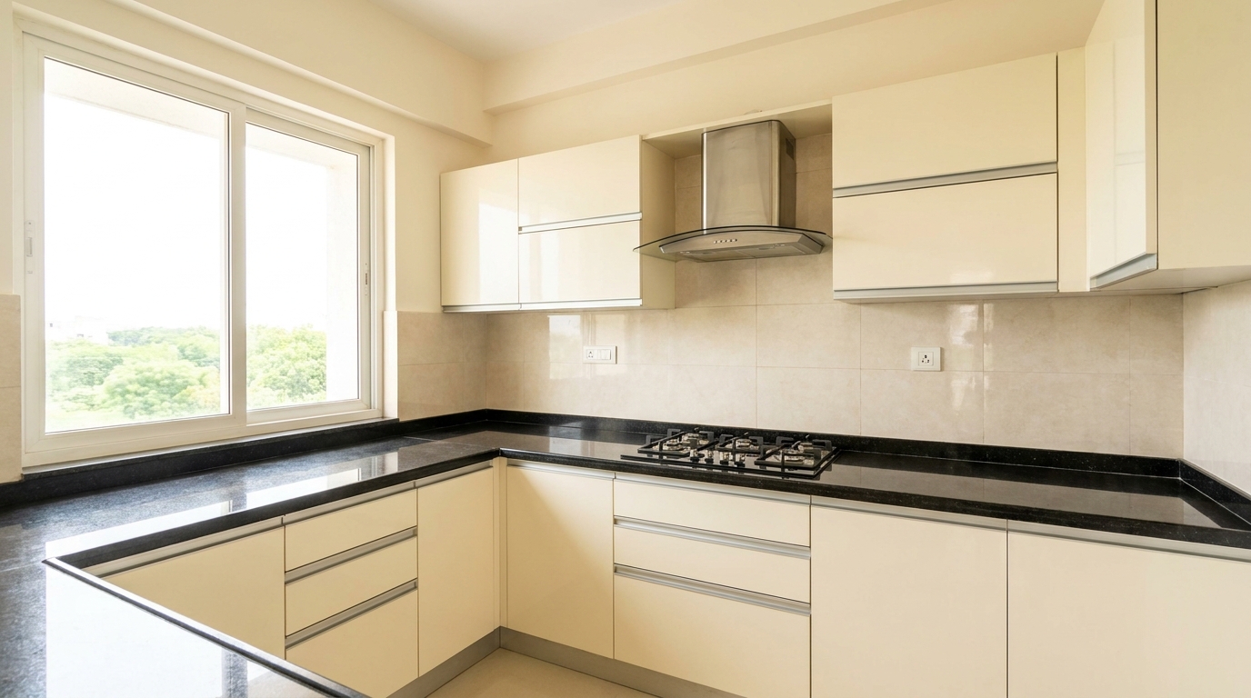 Modular kitchen in new flat being checked for Vastu compliance