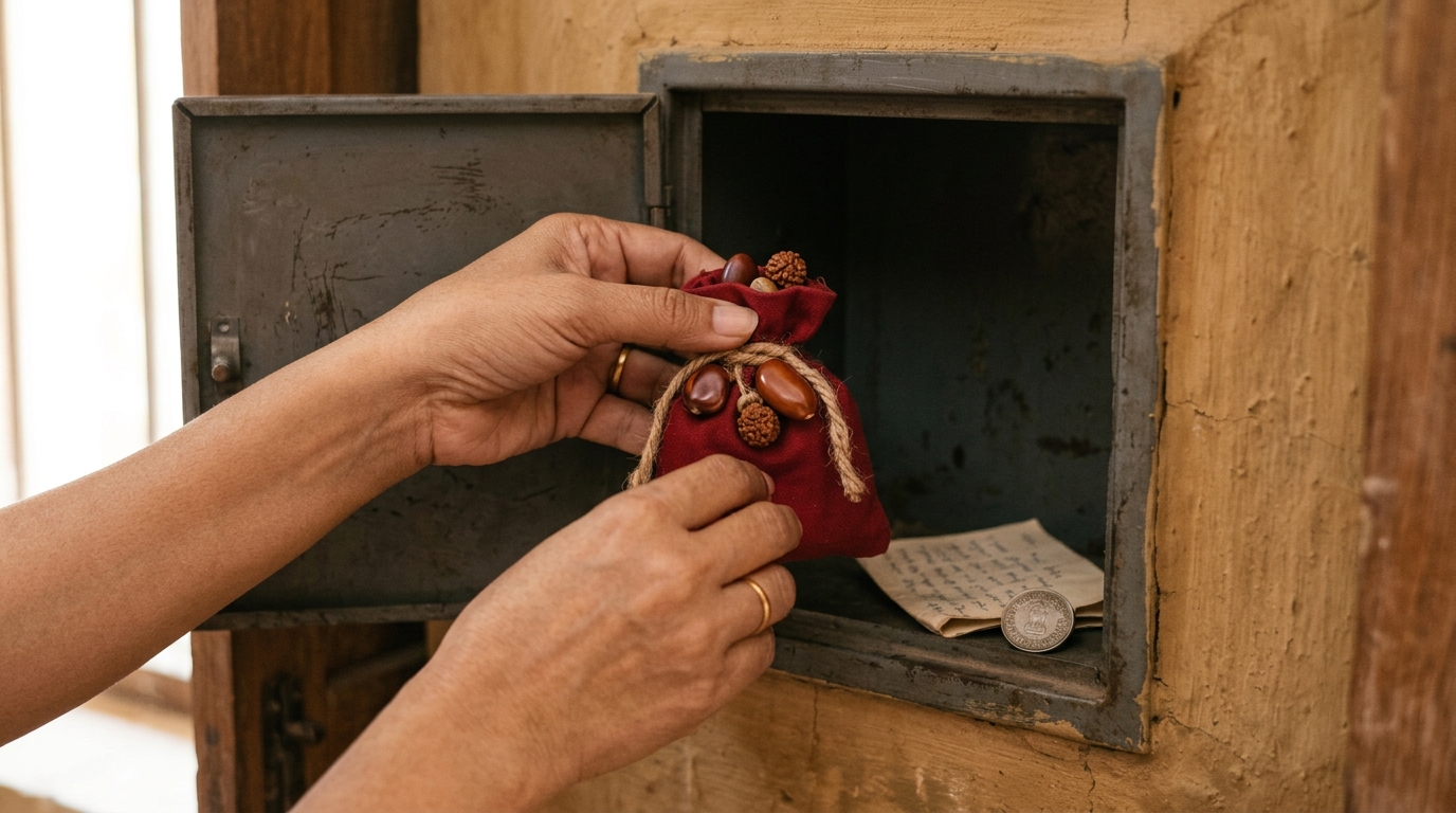 Placing a small item in locker to ensure it is never empty per Vastu