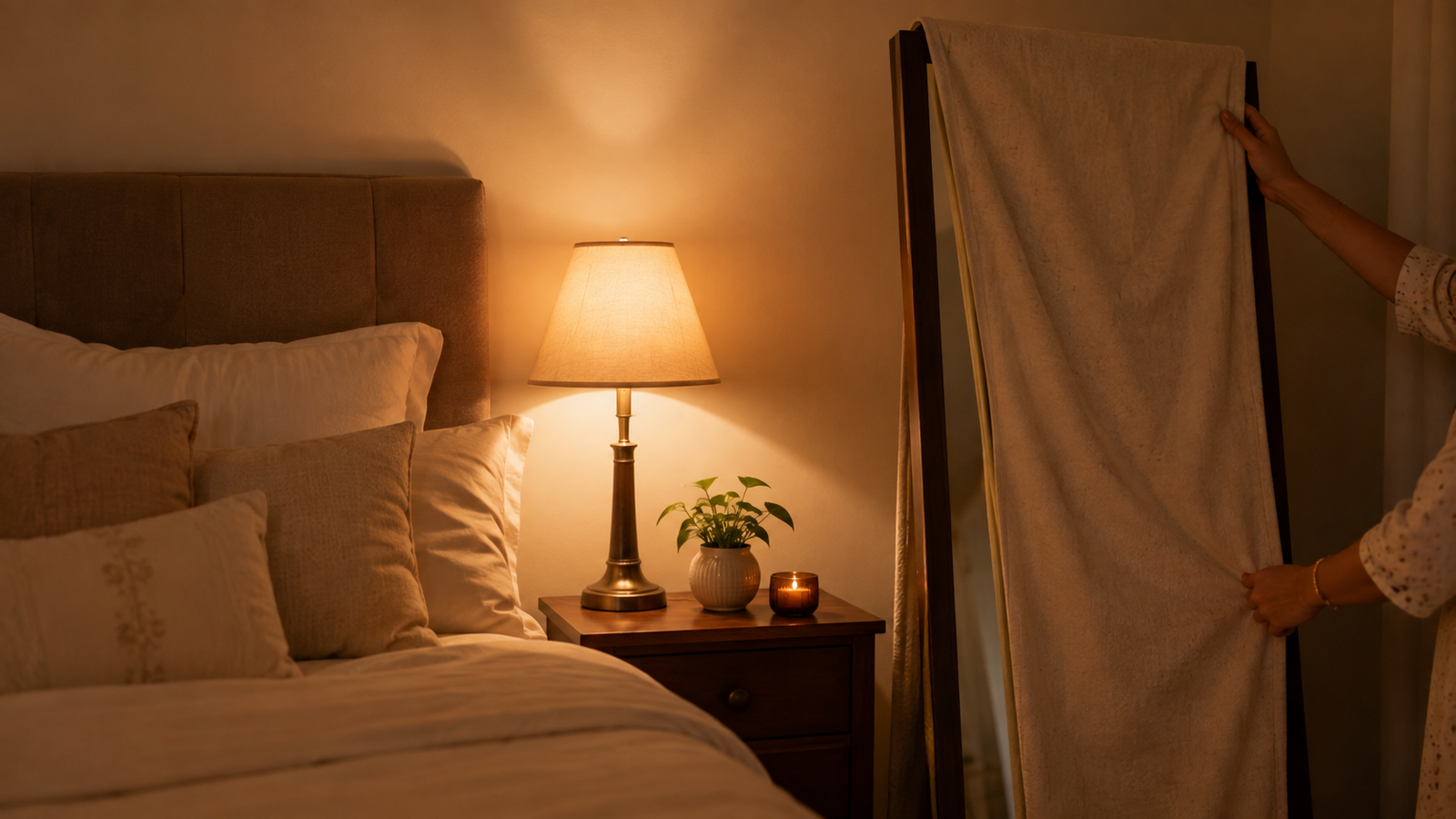 Covering bedroom mirror at night as classical Vastu remedy