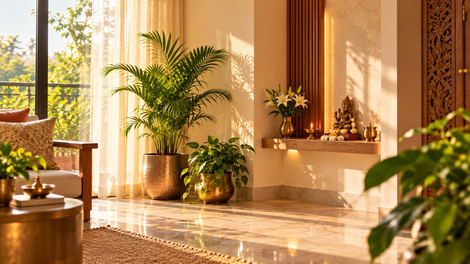 Air purifier placed in North-East corner as Vastu-aligned Vayu device