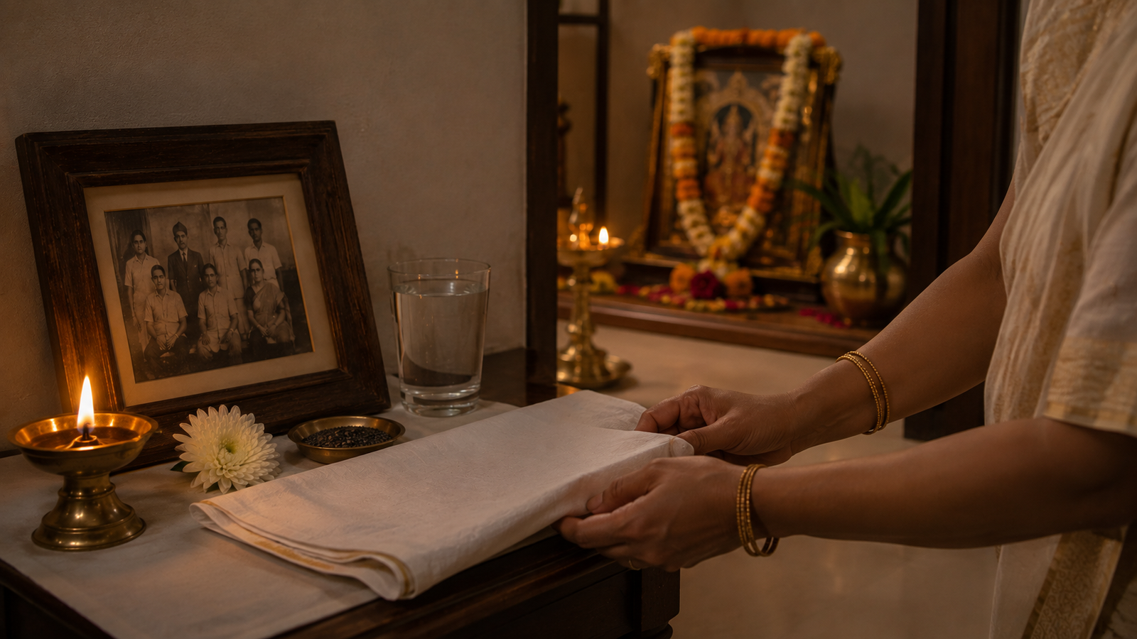 Gently closing Pitru Paksha ancestor corner as Navratri preparations begin