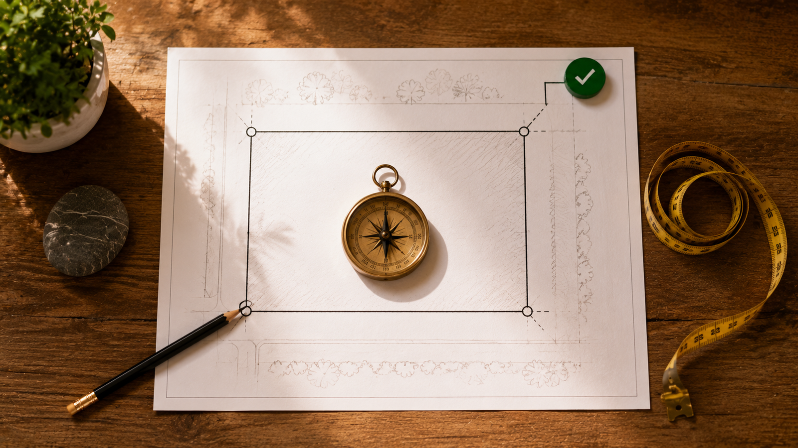 Survey sketch showing plot corners checked for Vastu compliance