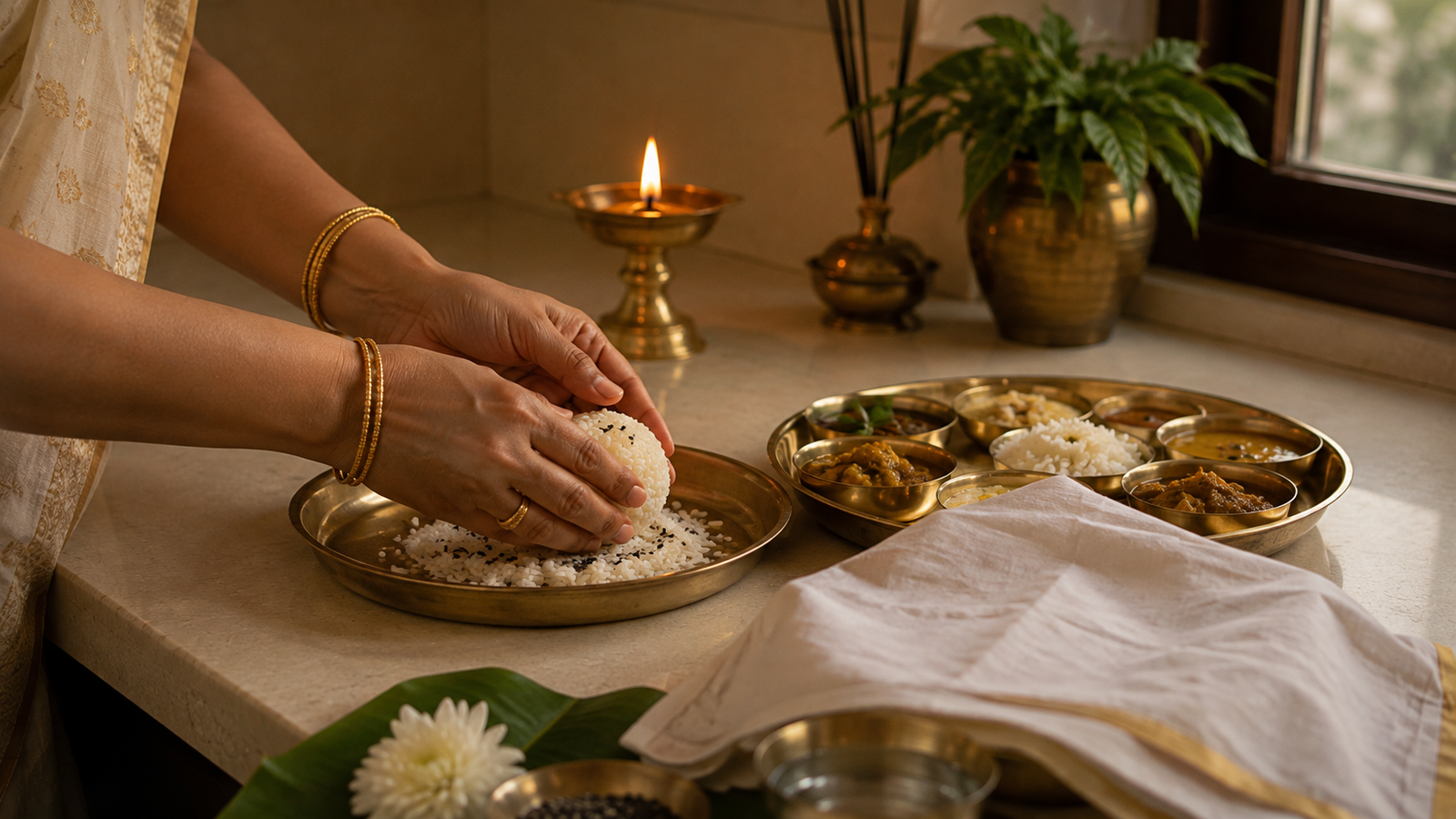 Preparing Pind and Shradh meal for ancestors at home
