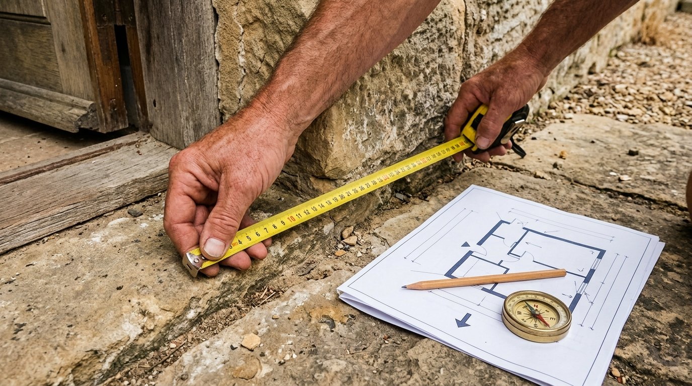 Measuring south wall padas to assess main door Vastu position