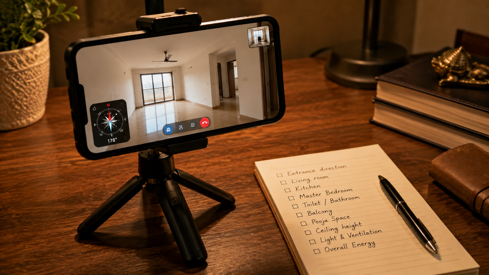 Live video tour with compass verification of flat's Vastu directions