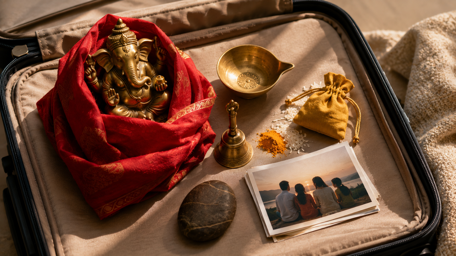 Traditional Vastu items packed for moving abroad from India