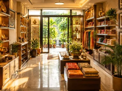 Vastu-aligned shop with bright lighting and welcoming entrance attracting customers
