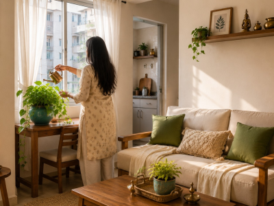 Cozy Vastu-aligned rental flat showing simple fixes for tenants