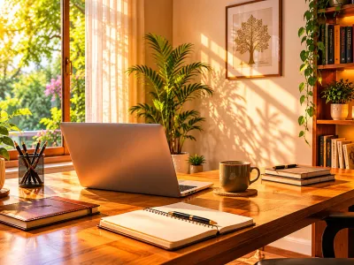 Bright Vastu home office workspace setup for productivity working from home